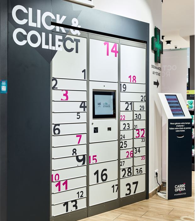 Locker click and collect borne digitale pharmacie carré opéra chaussée antin paris Mobil M